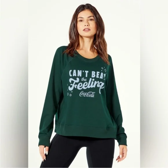 Wildfox Retro Green Can’t Beat the Feeling Coca Cola Graphic Print Coke Sweater - Picture 2 of 5